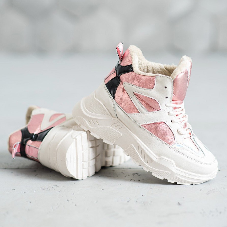 Botines deportivos de moda blanco rosa 2