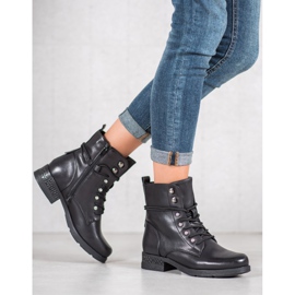 SHELOVET Botas de cuero ecológico negro 2