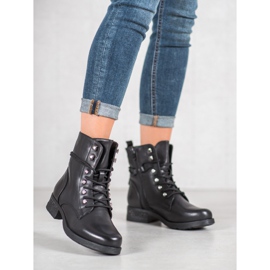 SHELOVET Botas de cuero ecológico negro 3
