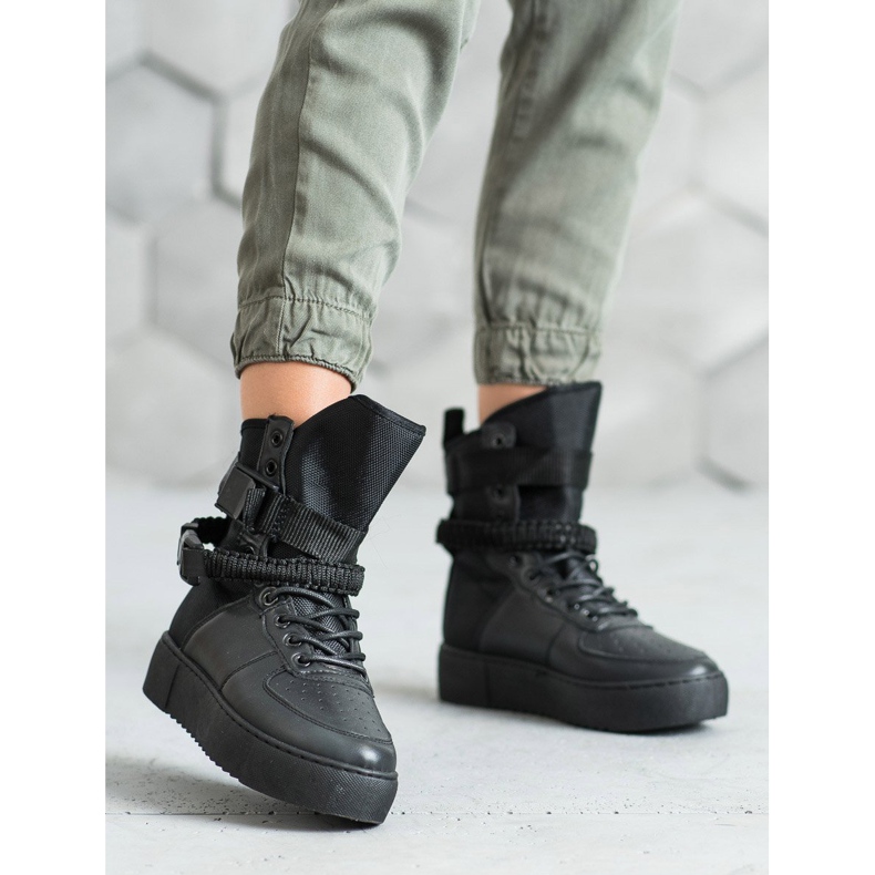 Diamantique Botas altas con hebillas negro 2