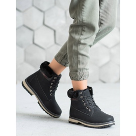 SHELOVET Botas de montaña con piel negro 4
