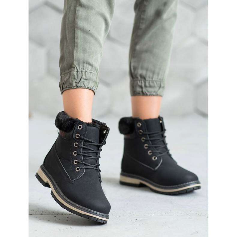 SHELOVET Botas de montaña con piel negro 1