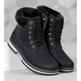 SHELOVET Botas de montaña con piel negro 2
