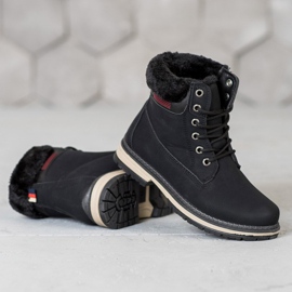 SHELOVET Botas de montaña con piel negro 3