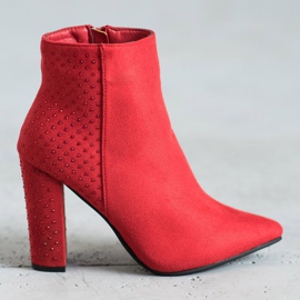 Seastar Botines de ante con circonita cúbica rojo 5