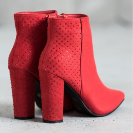 Seastar Botines de ante con circonita cúbica rojo 7