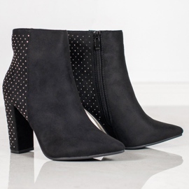 Seastar Botines de ante con circonita cúbica negro 4