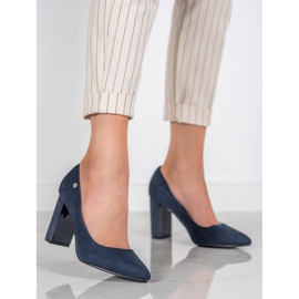 Goodin Zapatos de tacón de ante en un pilar azul 5