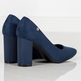 Goodin Zapatos de tacón de ante en un pilar azul 2