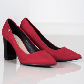Goodin Zapatos de tacón de ante en un pilar rojo 3