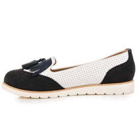 Vices Bailarinas Caladas Con Flecos negro blanco 4