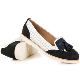 Vices Bailarinas Caladas Con Flecos negro blanco 5