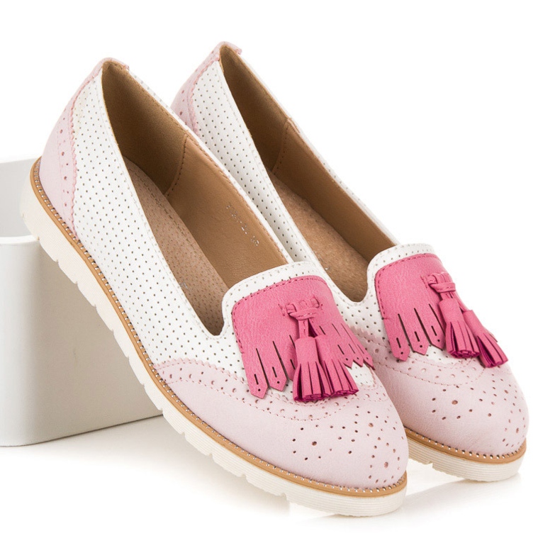 Vices Bailarinas Caladas Con Flecos blanco rosa 1