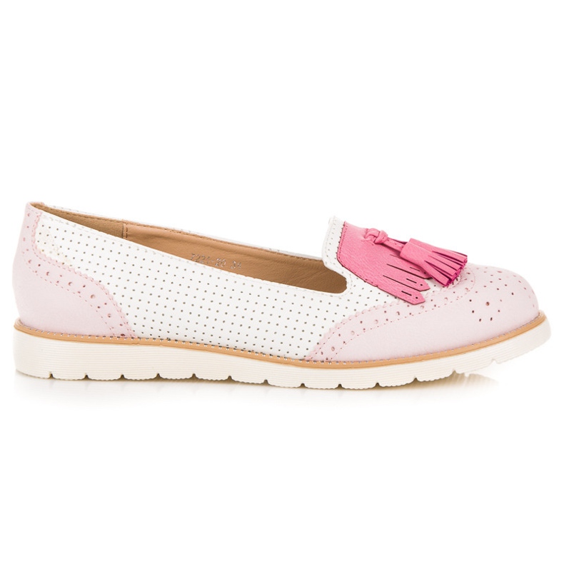 Vices Bailarinas Caladas Con Flecos blanco rosa 2