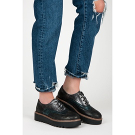 Kylie Zapatos brogues atados negro 4