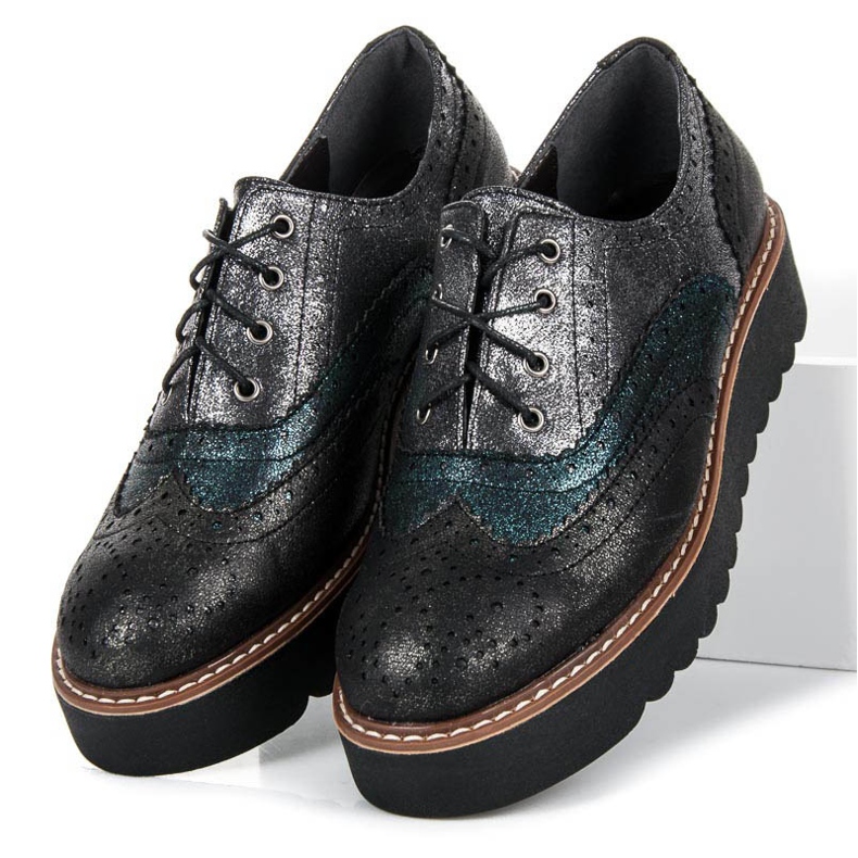Kylie Zapatos brogues atados negro 1