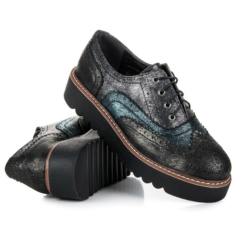 Kylie Zapatos brogues atados negro 2