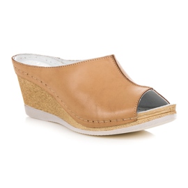 Vinceza Pantuflas de cuero marrón 3