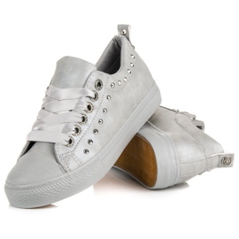 Deportivas Grises Con Lazo 4