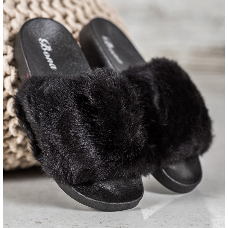 Bona Zapatillas con piel negro 1