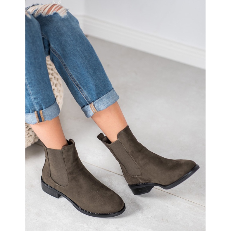 SDS Botines Chelsea de ante verde 1