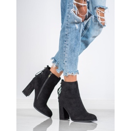 SHELOVET Botines de ante con flecos negro 2
