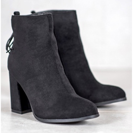 SHELOVET Botines de ante con flecos negro 5