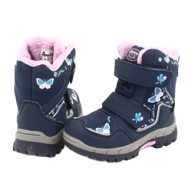 Botas American Club con membrana HL28 mariposas azul marino rosado 4