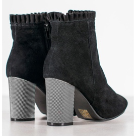 Goodin Botines de piel con volante negro 4