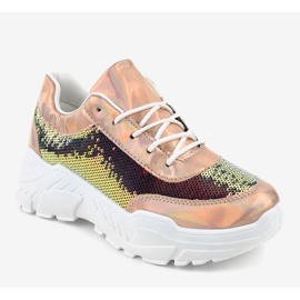 Deportivas champán con lentejuelas W-3118 amarillo 1 Deportivas champán con lentejuelas W-3118 amarillo 1