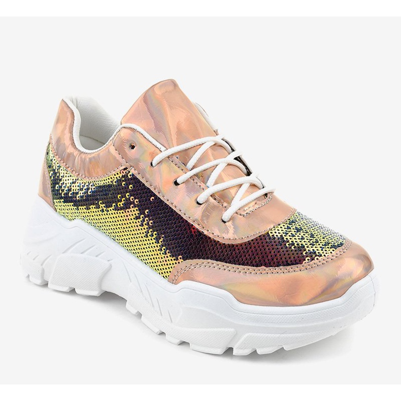 Deportivas champán con lentejuelas W-3118 amarillo 1 Deportivas champán con lentejuelas W-3118 amarillo 1