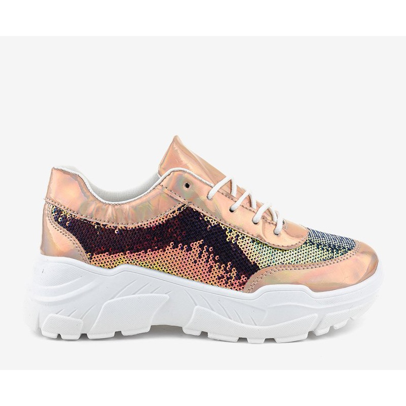 Deportivas champán con lentejuelas W-3118 amarillo 2 Deportivas champán con lentejuelas W-3118 amarillo 2