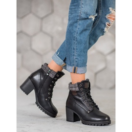 SHELOVET Botines con cordones en un poste negro 2