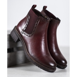 Filippo Botas granate con cuero ecológico rojo 4