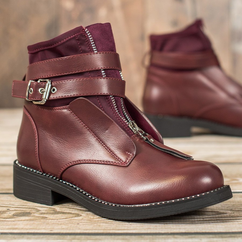 SHELOVET Botas burdeos con cremallera rojo 2 SHELOVET Botas burdeos con cremallera rojo 2