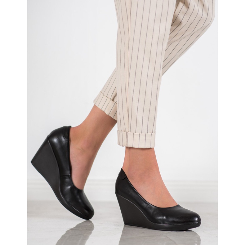 J. Star Bombas de cuña clásicas negro 2