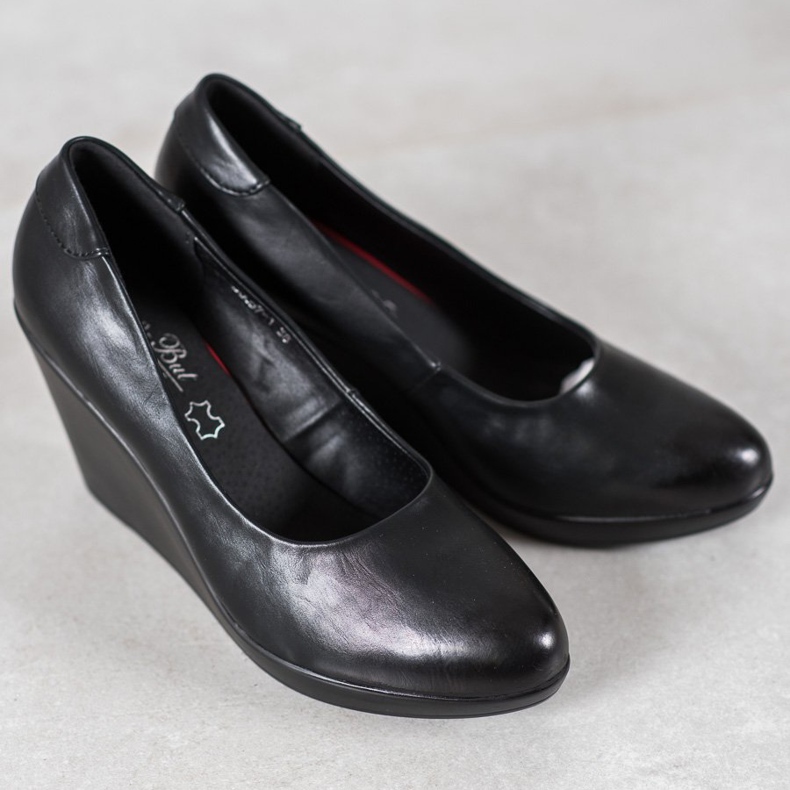 J. Star Bombas de cuña clásicas negro 1