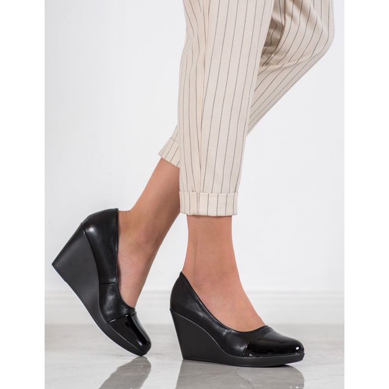 J. Star Bombas de cuña negro 1