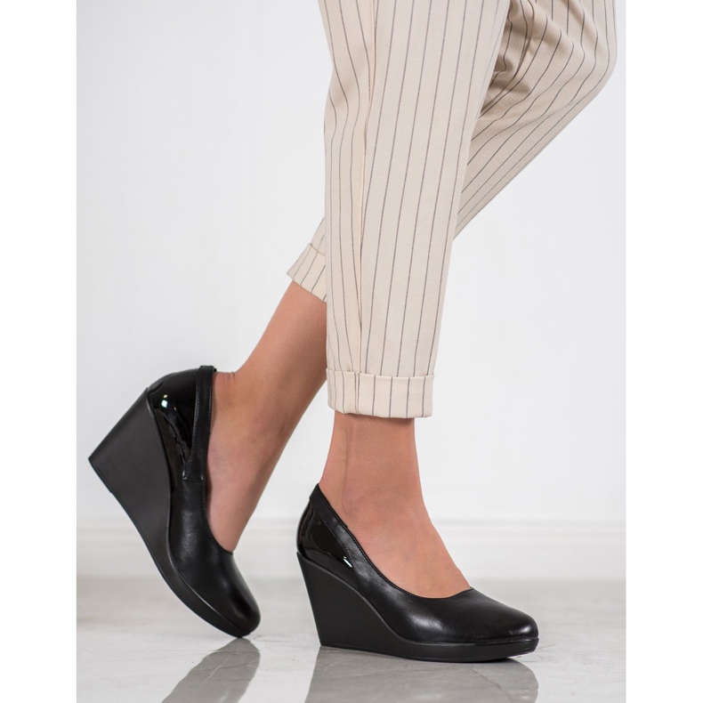 J. Star Bombas de cuña negro 1