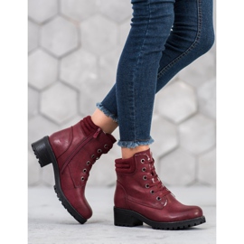 Goodin Botas de cordones con piel de oveja rojo 1 Goodin Botas de cordones con piel de oveja rojo 1