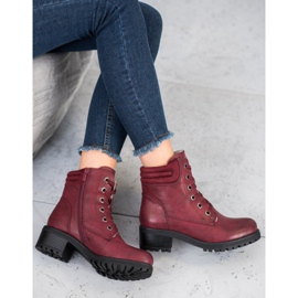 Goodin Botas de cordones con piel de oveja rojo 3