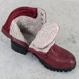 Goodin Botas de cordones con piel de oveja rojo 6