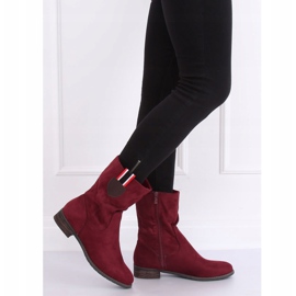 Botas planas para mujer, burdeos 99-110 Rojo 4