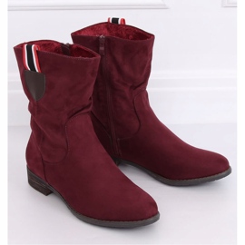 Botas planas para mujer, burdeos 99-110 Rojo 1