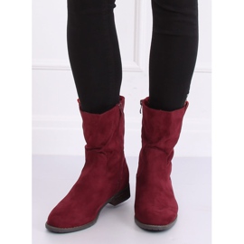 Botas planas para mujer, burdeos 99-110 Rojo 3