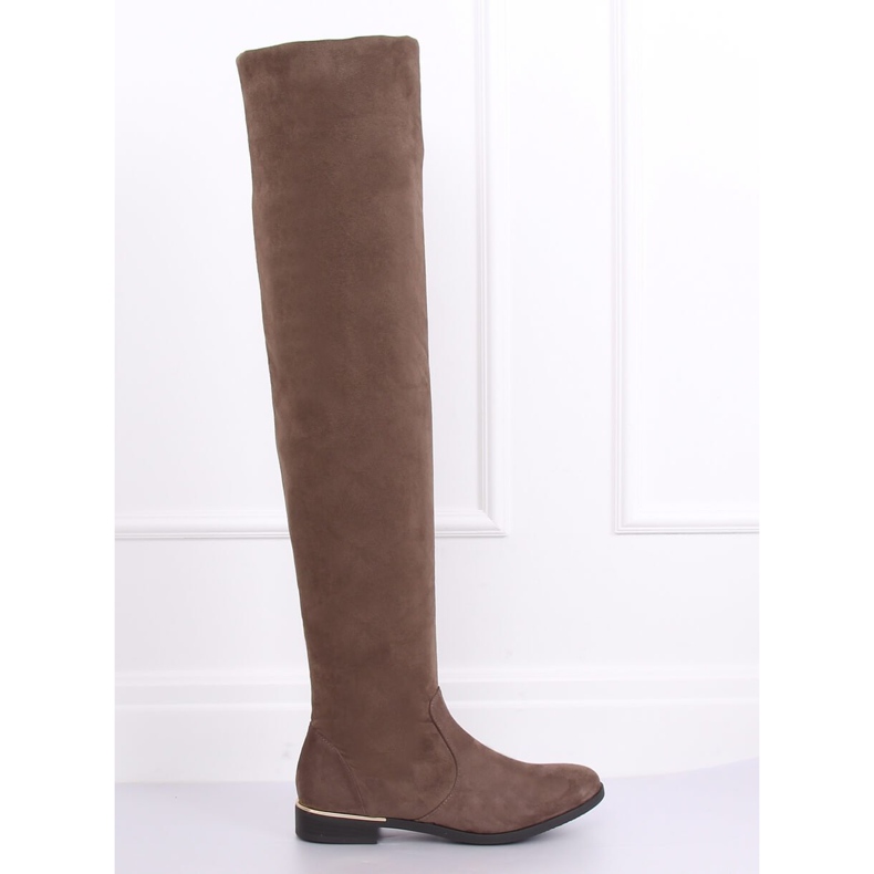 Botas mosqueteras con tacón plano beige 0-76 Kaki 1