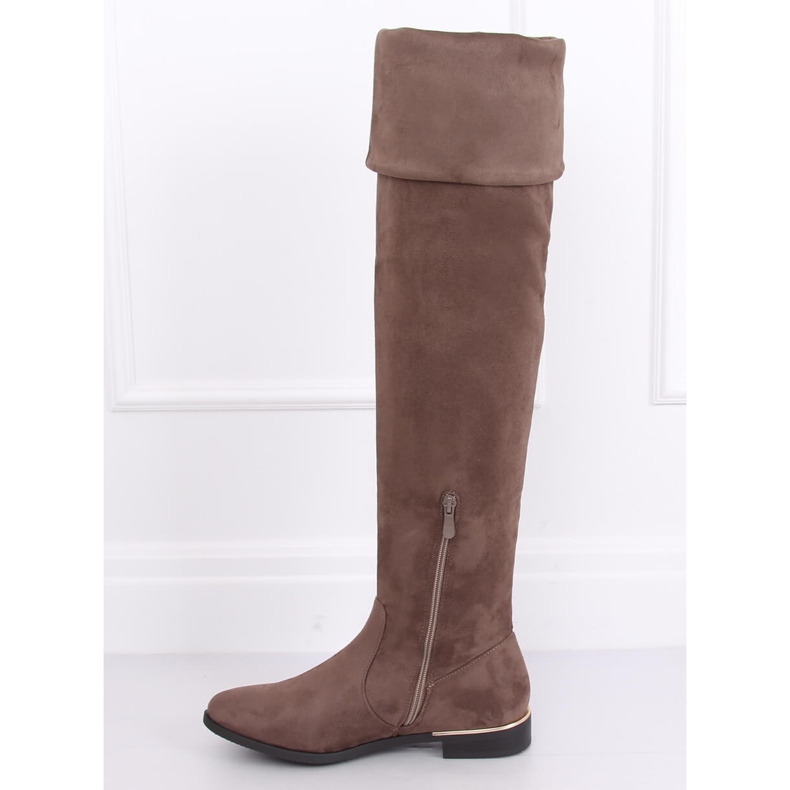 Botas mosqueteras con tacón plano beige 0-76 Kaki 2