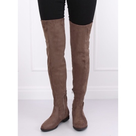 Botas mosqueteras con tacón plano beige 0-76 Kaki 3