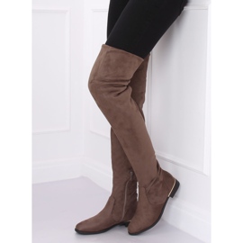 Botas mosqueteras con tacón plano beige 0-76 Kaki 4