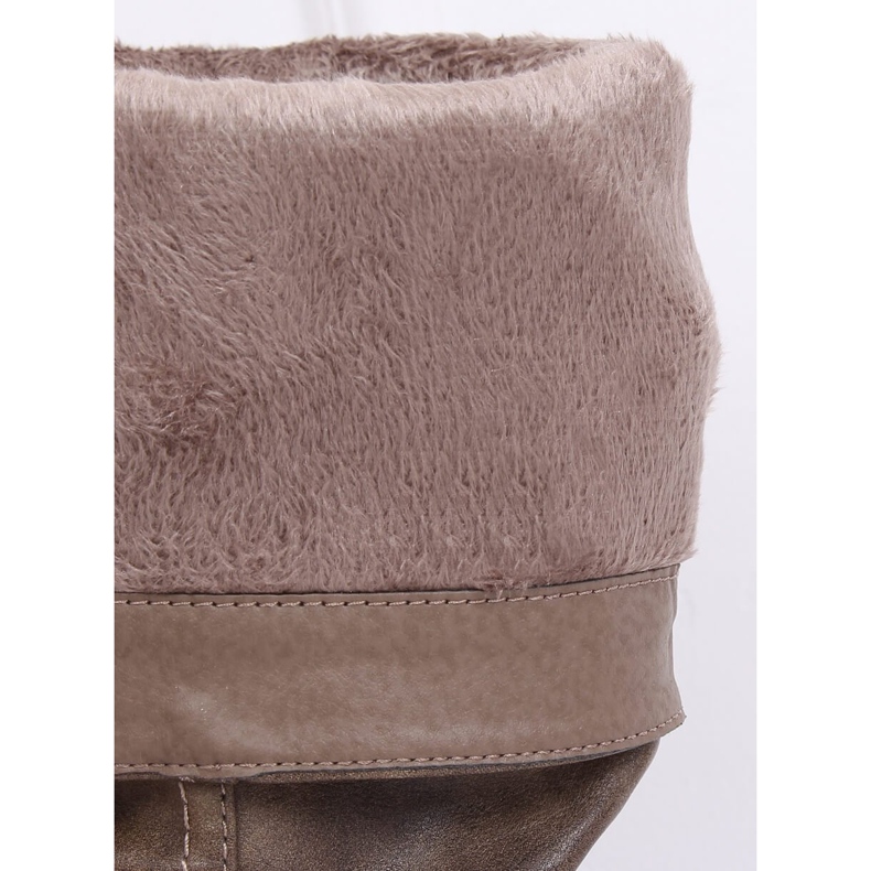 Botas planas de mujer, beige 1084-PG Khaki 2